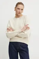 Mikina BOSS dámská, béžová barva, hladká, 50534558