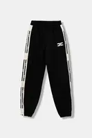 Dětské bavlněné tepláky Elisabetta Franchi černá barva, s aplikací, EFPA298.0.FF002