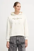 Mikina Pepe Jeans dámská, béžová barva, s kapucí, s potiskem, PL5800001