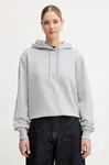 Mikina Calvin Klein Jeans dámská, šedá barva, s kapucí, hladká, LV047C224G