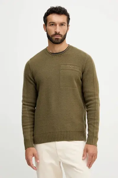 Vlněný svetr Aeronautica Militare pánský, zelená barva, MA1586UL00904