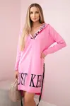 Hooded dress with print light pink