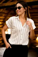 19705 Dewberry Linen Short Sleeve Shirt-EKRU