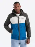 Ombre Colorful lightweight men's sports jacket with fleece - blue and graphite
