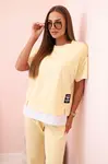 Kesi Włoski Dámska súprava masla s krátkym rukávom a nohavicami žltý