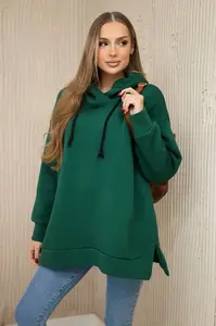 Insulated sweatshirt with side zipper dark green
