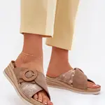 Dámske Sandále Na Platforme S Dekoratívnou Prackou Hnedé Inblu