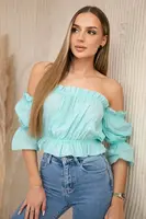 Mint blouse without shoulders