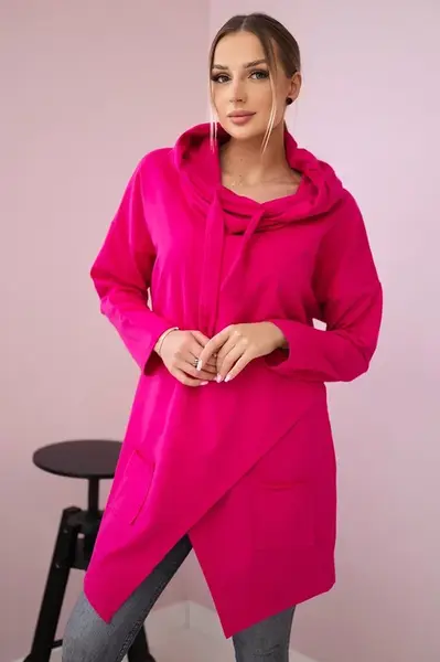 Tunic with a clutch in front dark Oversize fuchsia