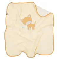 Obojstranná chlpáčková dečka s vyšívkou 75 x 90 cm, Mačička, ecru