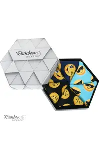 ZOOKSY/RAINBOW SOCKS Duhové Ponožky Emotikony Smiley Sadness Brainy 3 Páry