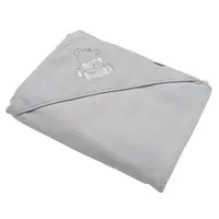 Detská froté osuška s výšivkou a kapuckou New Baby 100x100 sivá myška , 20C41529