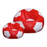 Sedací vak lopta 100x100 cm + podnožník červeno biela