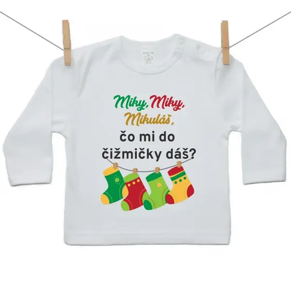 Boodyy Tričko s dlhým rukávom Miky,Miky, Mikuláš, čo mi do čižmičky dáš? 98 (2-3 roky)