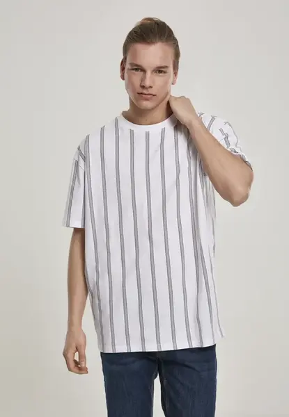Těžké oversized tričko AOP Stripe bílá/námořnická