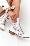 Zazoo Prolamované Kožené Boty Nicole 2627 Bílé