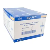 KD-FLY kanyla s hadičkou 0.50X19mm 25Gx3/4" 30cm-LL oranžová s motýlikom