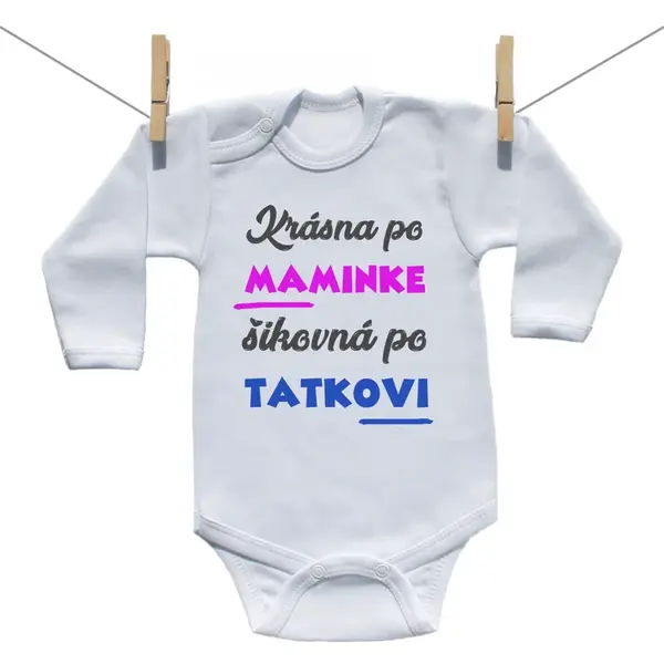 Boodyy Body s dlhým rukávom Krásna po maminke, šikovná po tatkovi 62 (2-4 mesiace)
