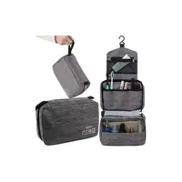 Cestovná kozmetická taška pre mužov so závesným háčikom – sivá