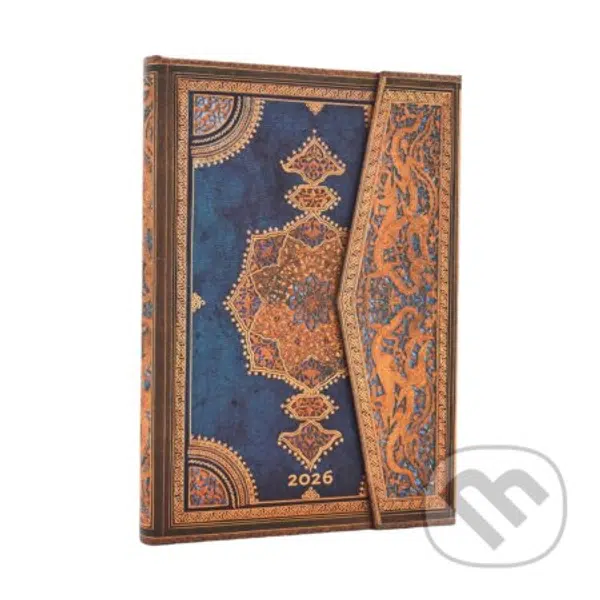 Paperblanks - týždenný diár Safavid Indigo 2026 (midi, horizontálny, magnetické zatváranie)