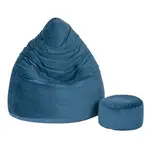 Sedací vak vrece 100x75 s podnožníkom tyrkys velur zamat