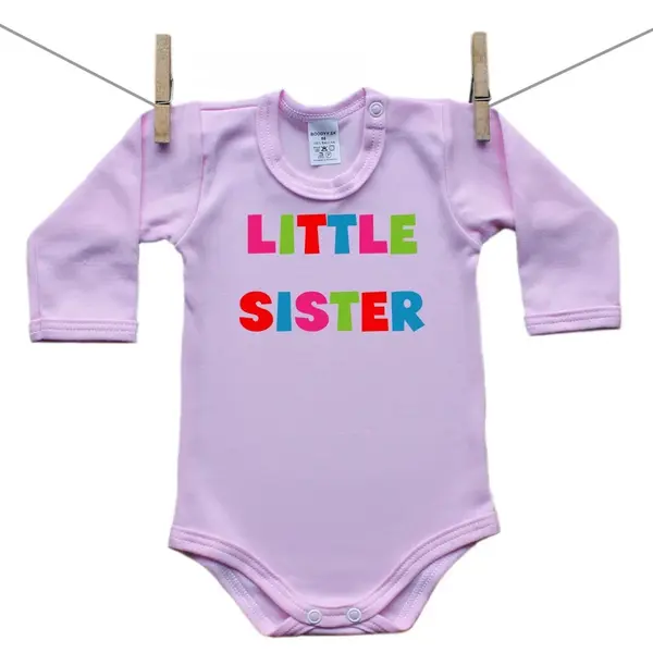 Boodyy Ružové Body s dlhým rukávom Little sister 56 (0-2 mesiace)