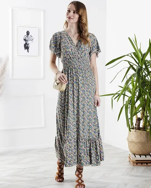 Resti Floral women's midi dress in green- Clothing