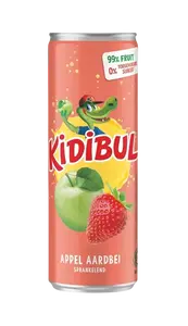 KIDIBUL Dětský šumivý nápoj - 99% Jablko a jahoda - plechovka 250 ml