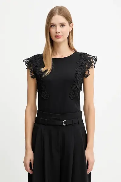 Bavlněné tričko Morgan dámské, černá barva, DFLOWER