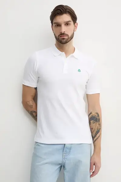 Polo tričko United Colors of Benetton pánské, bílá barva, 3WG9U301Z
