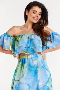 Awama Woman's Blouse A511 Blue/Pattern