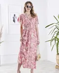 Resti Patterned pink women's midi dress Clothing