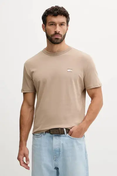 Bavlněné tričko Tommy Jeans pánské, žlutá barva, DM0DM20322