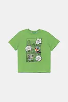 Dětské bavlněné tričko United Colors of Benetton zelená barva, s potiskem, 35RYG10I7
