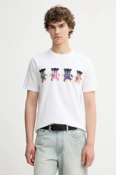 Bavlněné tričko PS Paul Smith bílá barva, s potiskem, M2R.011R.PP5131