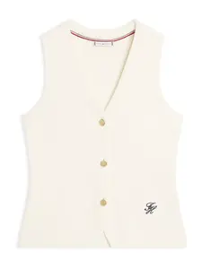 TOMMY HILFIGER Pletená vesta  slonová kosť