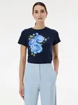 Dark blue women's T-shirt with ORSAY print - Women's