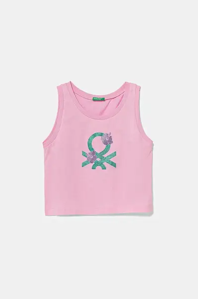 Dětský bavlněný top United Colors of Benetton růžová barva, 3I1XCH01Z