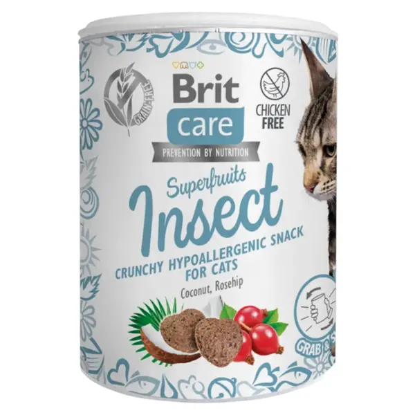 BRIT Care Superfruits Insect pamlsek s hmyzem kokosem a šípkem pro kočky 100 g