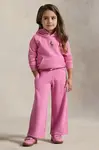 Dětské tepláky Polo Ralph Lauren růžová barva, hladké, 312957843002