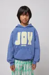 Dětská bavlněná mikina Bobo Choses Joy modrá barva, s kapucí, s potiskem, 125AC045