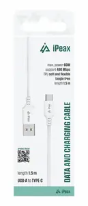 iPEAX TPU kabel USB-A / USB-C 1,5M, USB 2.0 bílá