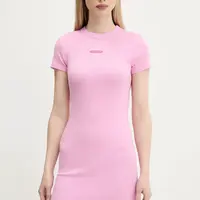 Šaty Tommy Jeans růžová barva, mini, přiléhavé, DW0DW21186