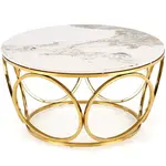 Konferenčný stolík Venus 2 biela mramor/zlatá