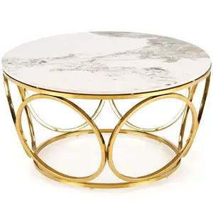 Konferenčný stolík Venus 2 biela mramor/zlatá