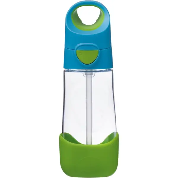 b.box Bottle with Straw láhev s brčkem Blue Green 450 ml