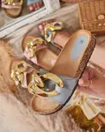 Resti Ladies' blue slippers with Sofig- Footwear decoration