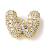 Brass Micro Pave Cubic Zirconia Beads