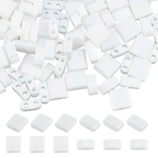 300Pcs 2 Styles 2-Hole Opaque Colours Glass Seed Beads