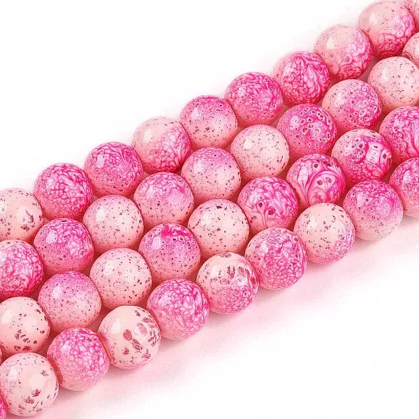 Transparent Baking Painted Glass Beads Strands